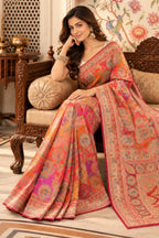 Red Position Woven Khaddi Georgette Saree