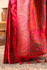 Cherry Red South Silk Zari And Resham Woven Saree