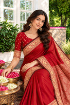 Maroon Cotton Silk Woven Saree