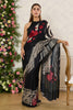 Black Jacquard Silk Floral Printed Saree