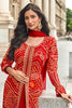 Maroon Color Georgette Bandhani Printed & Embroidered Front Slit Anarkali Suit With Palazzo