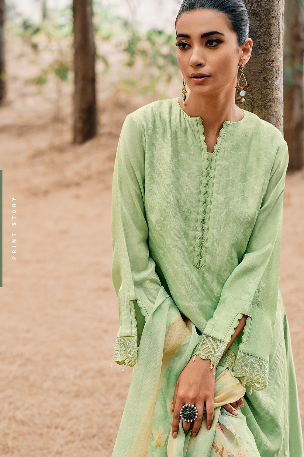 Pista Green Color Muslin Cotton Resham Woven Unstitched Suit Material