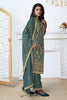 Teal Zari Floral Woven Silk Suit Set