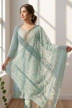 Mint Green Georgette Chikankari Work Unstiched Suit