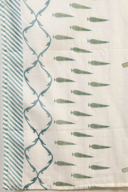 Blue Cotton Emboridered And Printed Suit Set