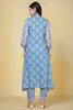 Turquoise Rayon Floral Printed Kurta Set