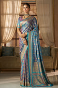 Blue Color Minakari Woven Silk Saree