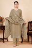 Beige Tissue Silk Embroidered Unstitched Suit Fabric