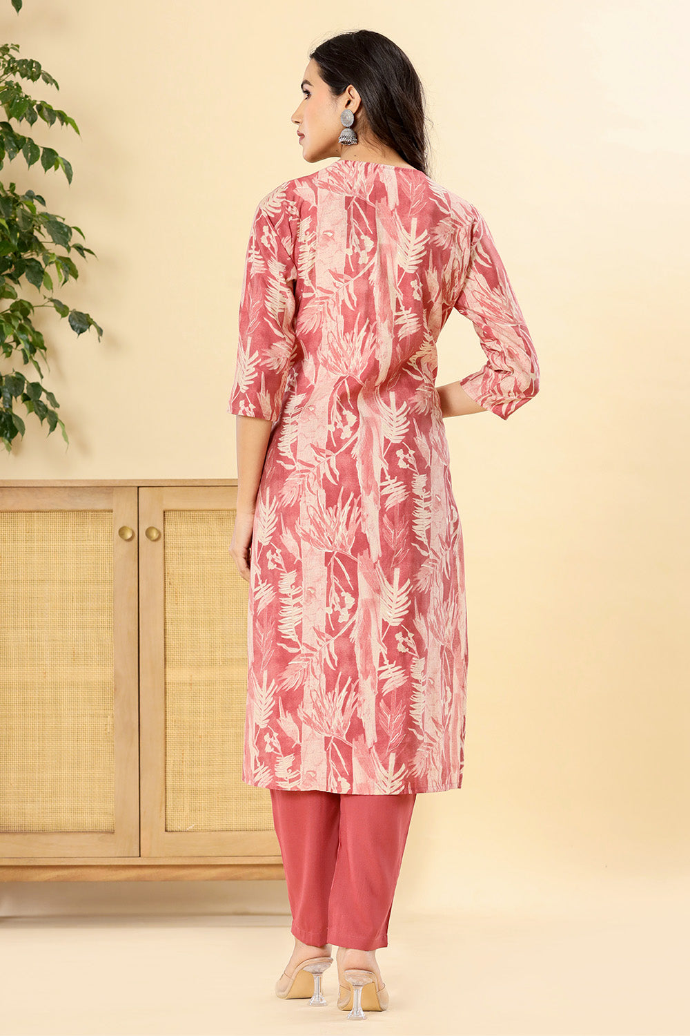Light Carmine Pink Color Muslin Printed Straight Suit