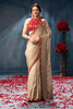 Beige Pure Metallic Tissue Sequins And Zari Embroidered Saree