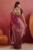 Wine Soft Silk Woven Saree