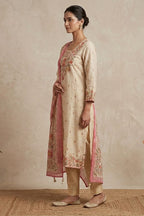 Cream Floral Printed Kota Cotton Suit