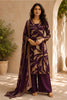 Wine Muslin Printed Straight Suit Set