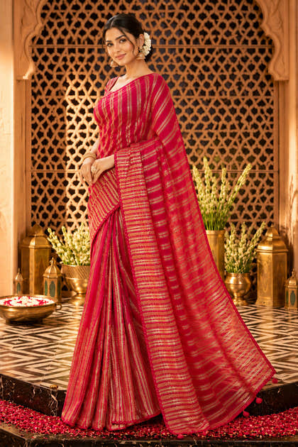 Rani Sequins Embroidered Georgette Saree