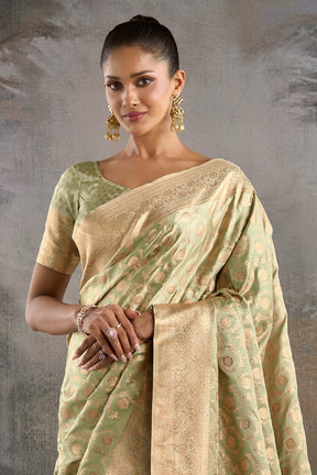 Pista Green Banarasi Katan Silk Woven Saree