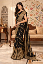Black Sequins Embroidered Georgette Saree
