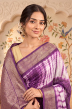 Purple Georgette Shibori Printed Saree