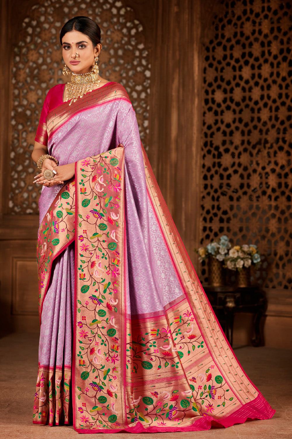 Mauve Color Paithani Woven Silk Saree
