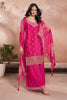 Hot Pink Silk Embroidered Suit With Palazzo