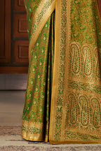 Green Silk Minakari Woven Saree
