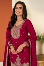 Rani Crepe Silk Embroidered Suit With Embroidered Palazzo
