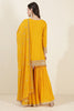 Mustard Color Georgette Embroidered Suit With Gharara