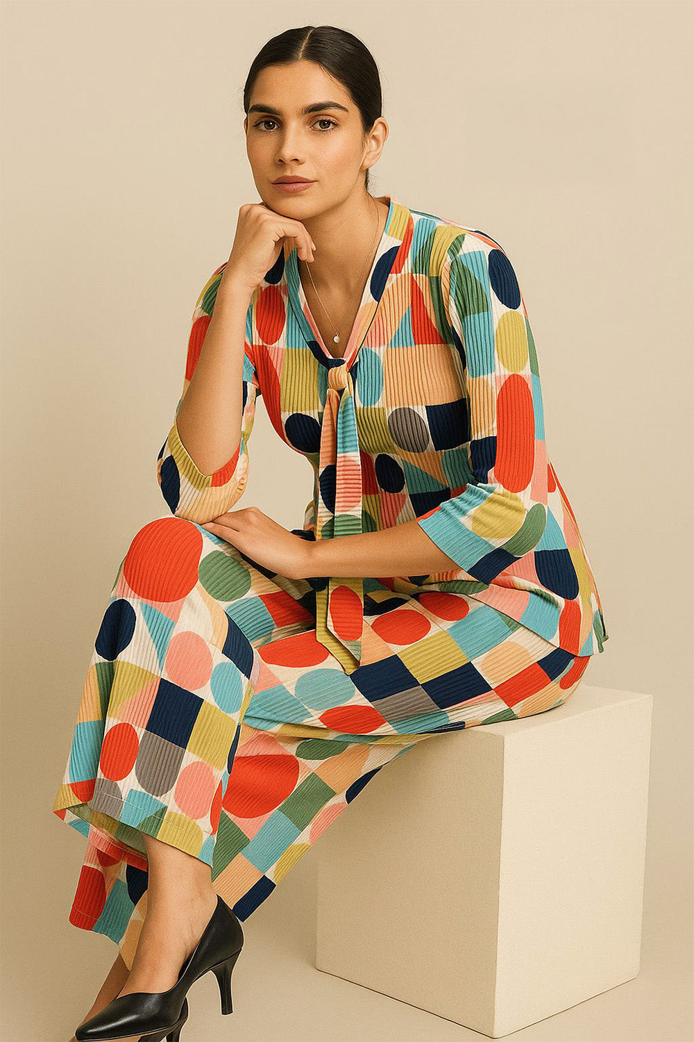 Multi Color Gajji Silk Printed Co-Ord Set