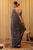 Navy Pure Mulberry Silk Printed And Embroidered Saree