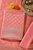 Peach Silk Zari Woven Unstitched Suit Fabric