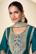 Crepe Silk Zari And Sequins Embroidered Suit Set