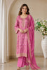 Mauve Woven And Embroidered Silk Suit