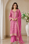 Mauve Woven And Embroidered Silk Suit