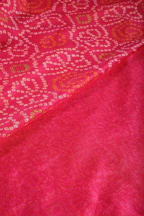 Fuchsia Pink Colour Chiffon Bandhani Printed Saree