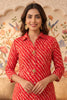 Red Crepe Silk Leheria Printed Kurta Set