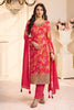 Carmine Pink Chinone Silk Floral Printed And Embroidered Unstitched Suit Fabric