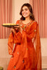 Rust Floral Hand-Embroidered Silk Straight Suit