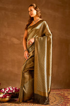 Black Banarasi Silk Zari Woven Saree