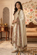 Cream Crepe Silk Printed And Handwork Suit