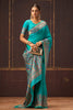 Teal Soft Silk Kalamkari Woven Saree