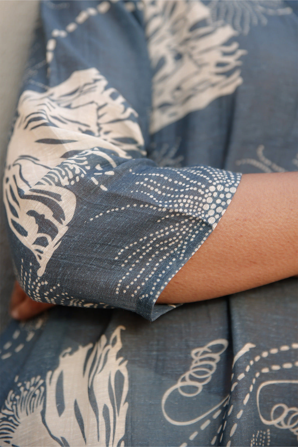 Grey Color Chanderi Printed Kurta Set