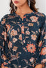 Midnight Teal Color Muslin Floral Printed Co-Ord Dress