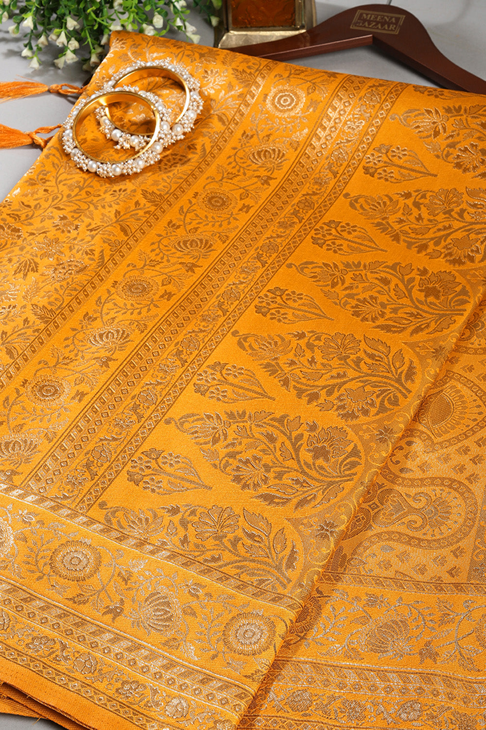 Yellow Colour South Silk Heavy Woven Saree