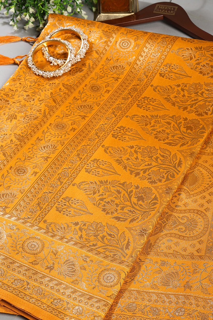 Yellow Colour South Silk Heavy Woven Saree