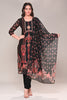 Black Chanderi Silk Printed Straight Suit