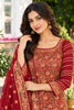 Maroon Floral Embroidered Georgette Unstitched Suit Material