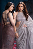 Grey Sequins Embroidered Georgette Saree