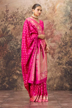 Rani Charmeuse Silk Zari Woven Saree