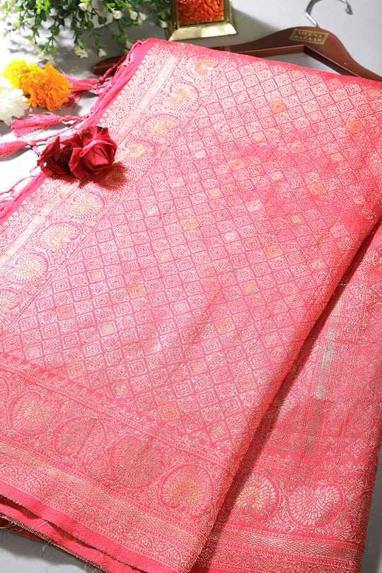 Pink Colour Zari Woven South Silk Saree