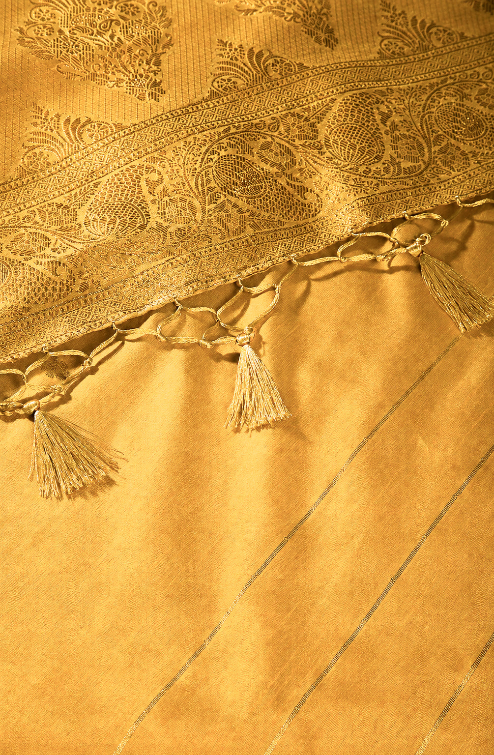 Golden Color Zari Woven South Silk Saree