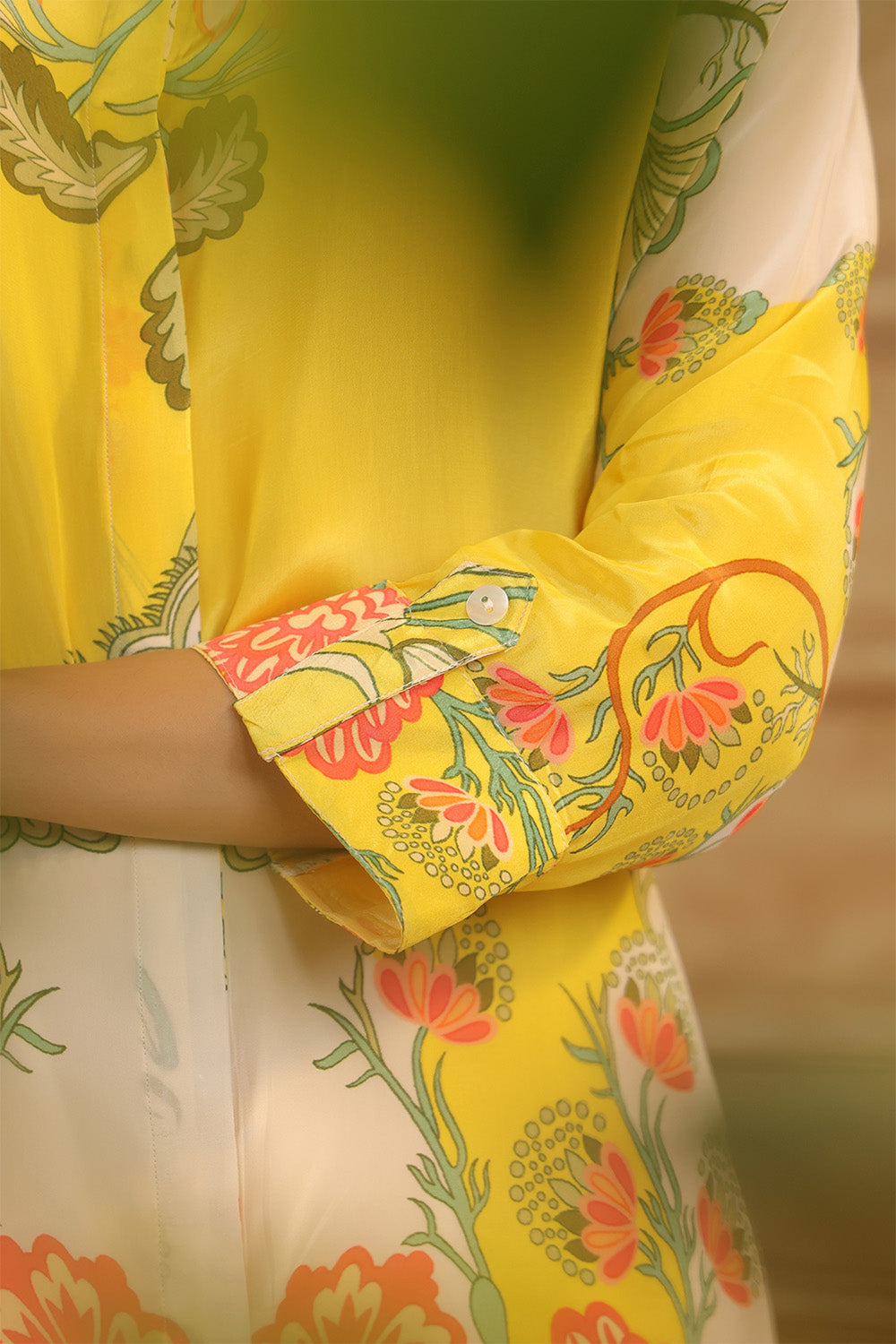 Yellow Color Crepe Floral Printed Co-Ord Set